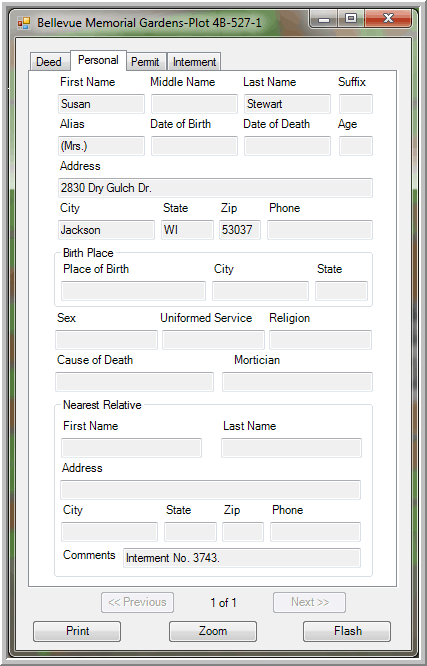 Plot Internment Information